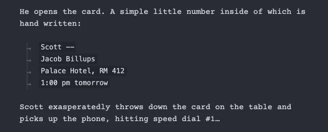 indented action